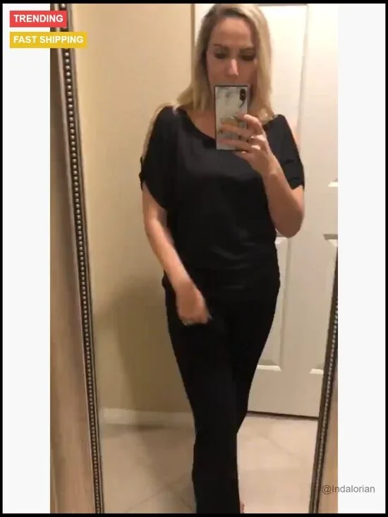 Cold Shoulder Blouse with Floral Pattern, Loose Fit, Polyester Spandex Blend - Picture 5 of 7